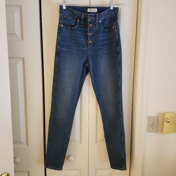 Madewell Womens Skinny Jeans 10" High-Rise Button-Front Blue Size 28 DENIM PANTS - Picture 1 of 16